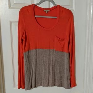 Bordeaux Red and Taupe Long Sleeve